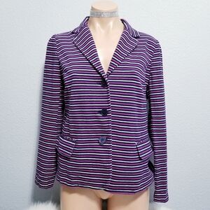 Talbots stripe office career jacket blazer LARGE petite